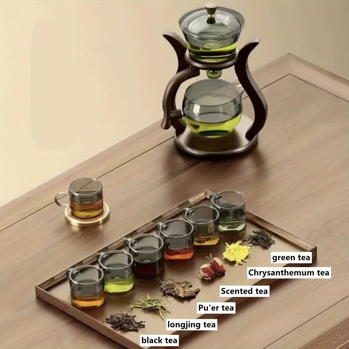 Glass Tea Set Semi Automatic Drip With Infuser Glass Teapot Set Magnetic Switch Teapot Teacup Set Glassware