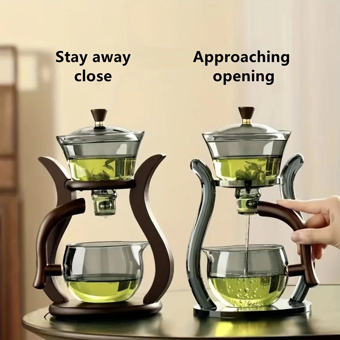 Glass Tea Set Semi Automatic Drip With Infuser Glass Teapot Set Magnetic Switch Teapot Teacup Set Glassware