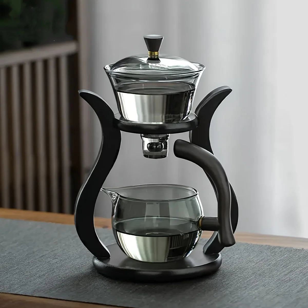 Glass Tea Set Semi Automatic Drip With Infuser Glass Teapot Set Magnetic Switch Teapot Teacup Set Glassware