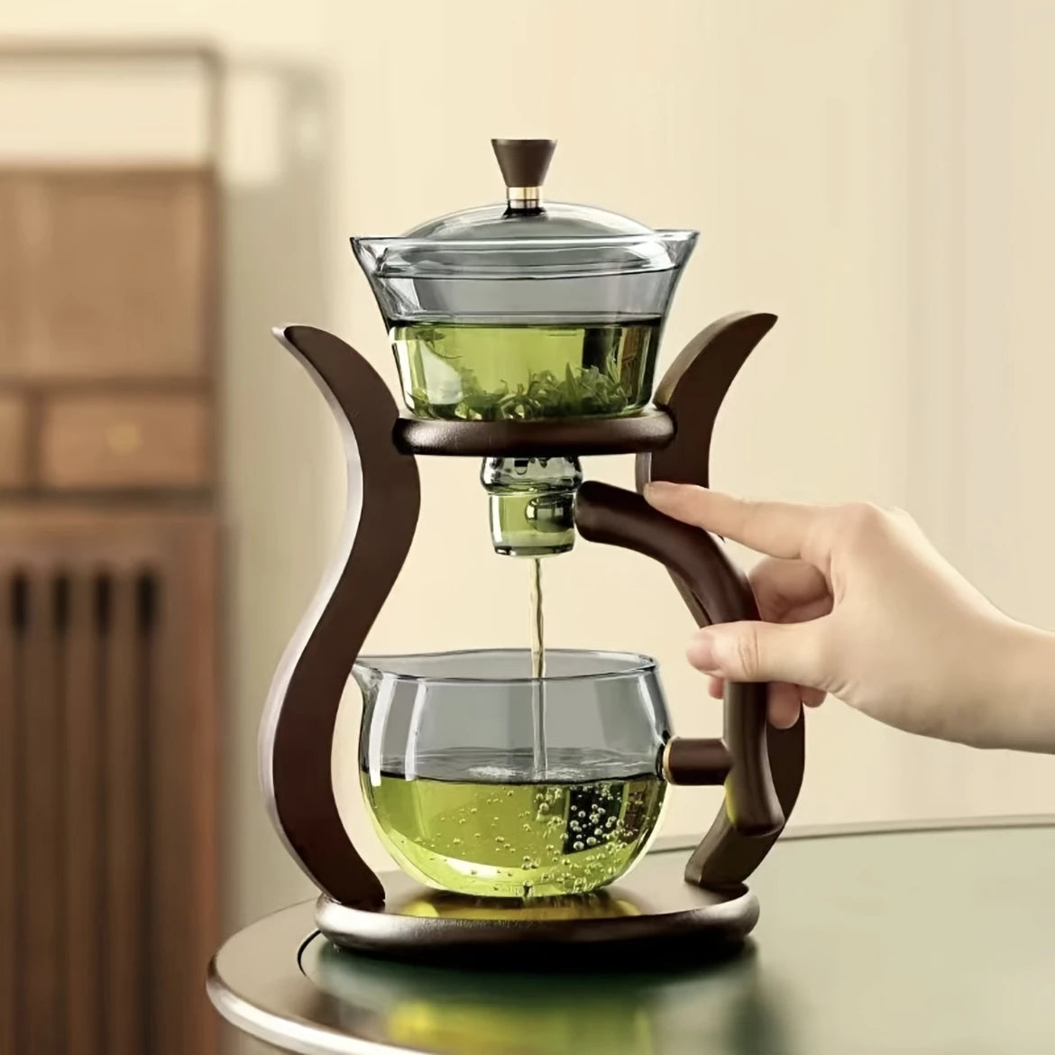 Glass Tea Set Semi Automatic Drip With Infuser Glass Teapot Set Magnetic Switch Teapot Teacup Set Glassware