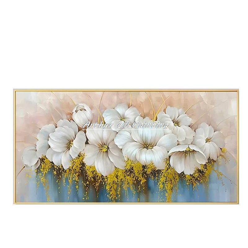 Wall Art,Hand Painted Colorful Abstract Flowers Landscape Oil Paintings on Canvas,