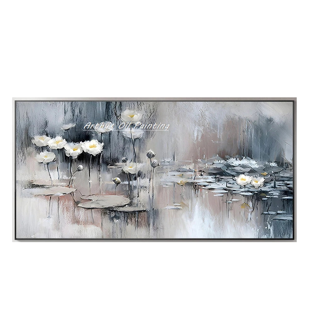 Wall Art,Hand Painted Colorful Abstract Flowers Landscape Oil Paintings on Canvas,