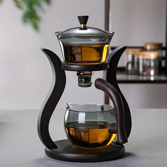Glass Tea Set Semi Automatic Drip With Infuser Glass Teapot Set Magnetic Switch Teapot Teacup Set Glassware